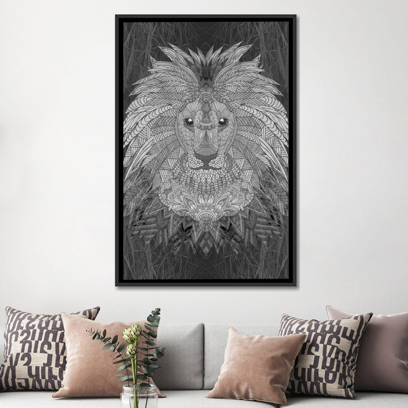 « great lion », impression sur toile tendue, H 60 po x l 40po x P 1,5 po, Toile tendue, Pas de tapis