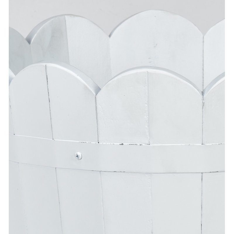 Pot à fleurs en baril Padminie, Blanc, H 12,50 po x l 15,5 po x P 15,5 po