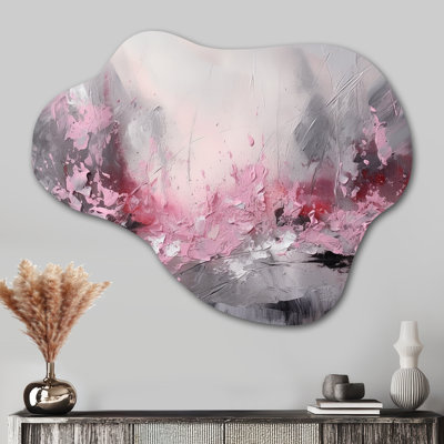 Evolving Shapes In Pink Marble V - Geometric Asymmetrical Metal Wall Art, Pink Cloud Metal Art Print