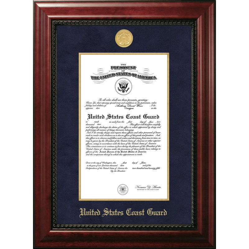 Cadre photo de direction pour le certificat coast guard, 9 po x 14 po