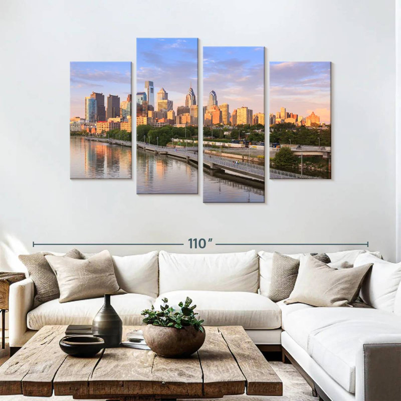 Horizon de Philadelphie en soirée, H 54 po x l 84 po