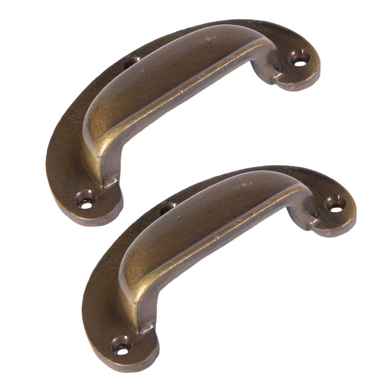 Hammer & Tongs - Wide Lipped Cabinet Cup Handle - W95mm x H40mm - Brass