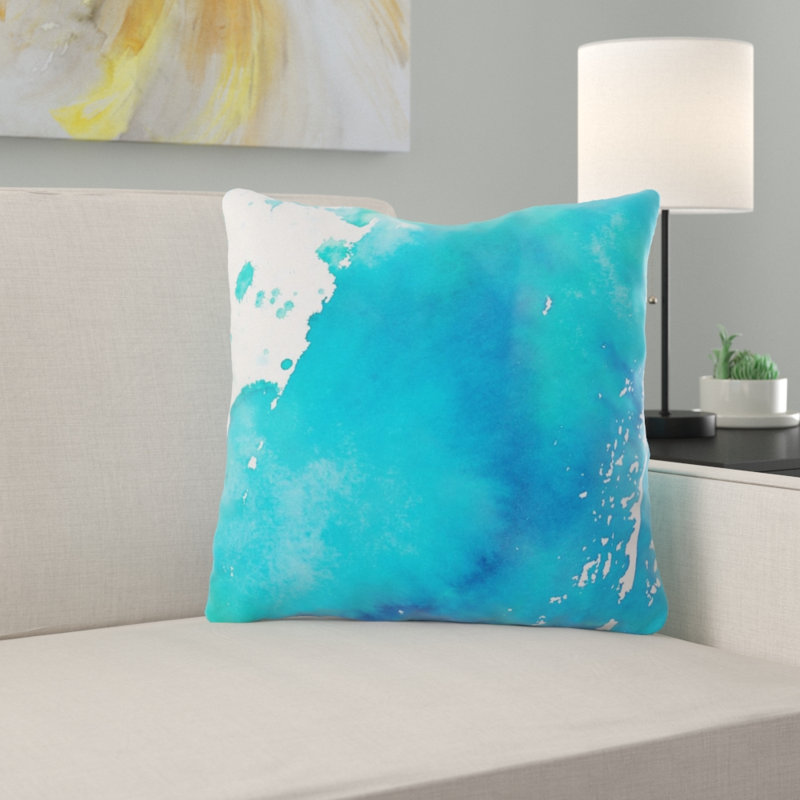 Coussin décoratif aquarelle Boatright, Microsuède, Intérieur