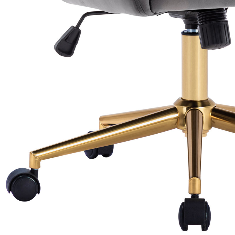 Velvet Task Chair, Grey, Gold