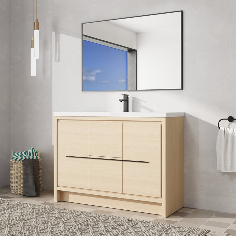 Ensemble de meuble-lavabo simple autoportant 48 po avec plateau en résine 48 po, 48"
