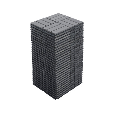 Acacia Wood Interlocking Deck Tiles Checker Pattern, 30 PCS  12" x 12" Square Acacia Hardwood Outdoor Flooring for Patio, Bancony, Pool Side