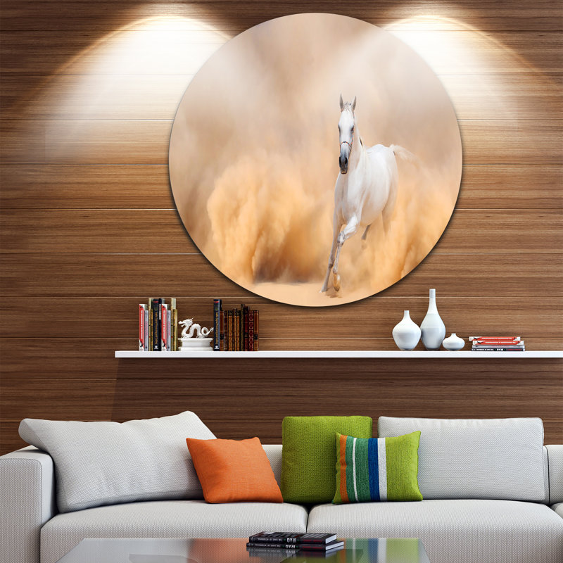 Arabian Horse in Desert Storm - impression d'art graphique, H 23 po x l 23 po x P 0,5 po, Métal