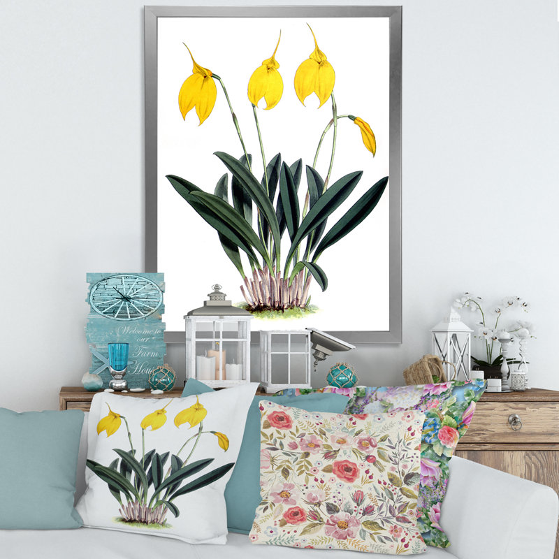 Fleurs rétro orchidées - reproduction de cadre photo sur toile, H 32 po x l 16 po x P 1 po, Argent