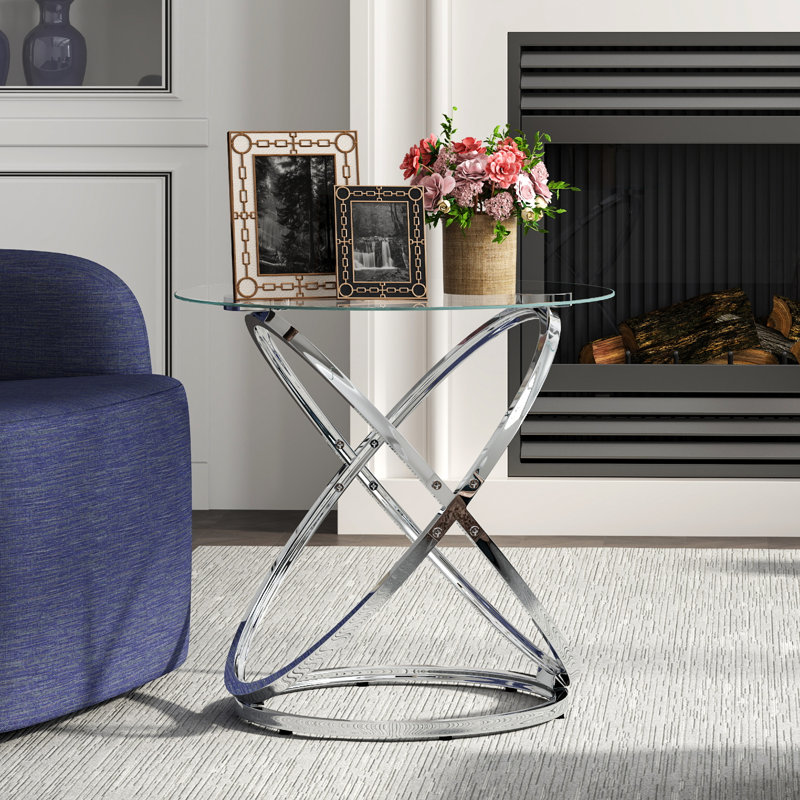 Rochdale Side Table, Clear/Chrome