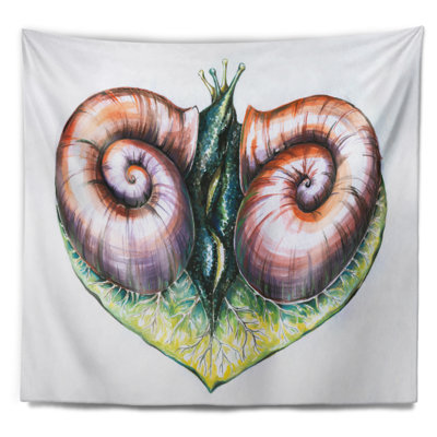 Coeur avec deux escargots en tapisserie love