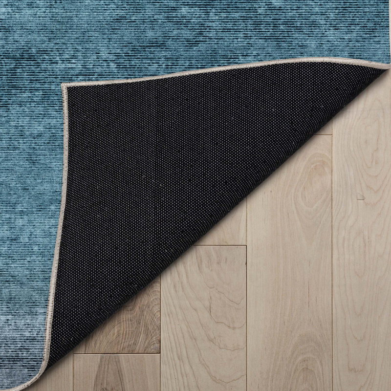 Nuzzo Sunset Vintage Boho Gradient Flat-Weave Blue Gold Area Rug, Rectangle 7'7" x 9'10"