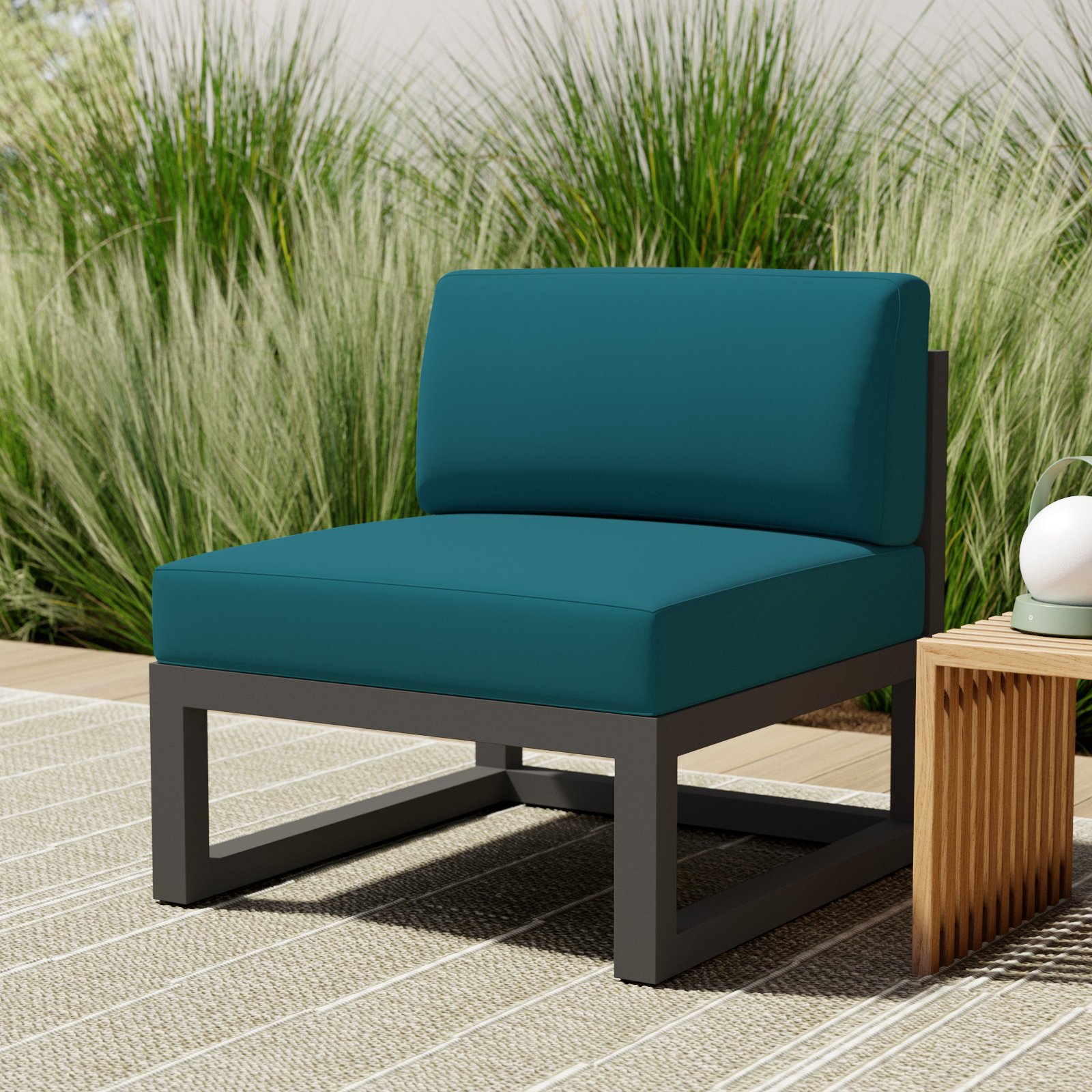 Smith Sunbrella® Patio Lounge Chair, Canvas Natural, Slate