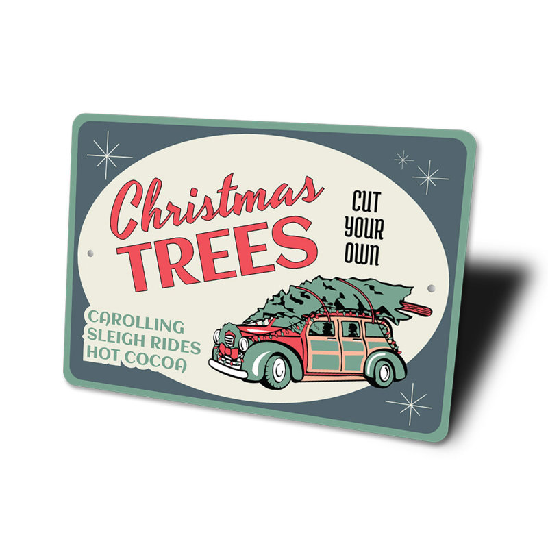 Plaque de sapin de Noël en aluminium, H 10 po x l 14 po x P 0,04 po