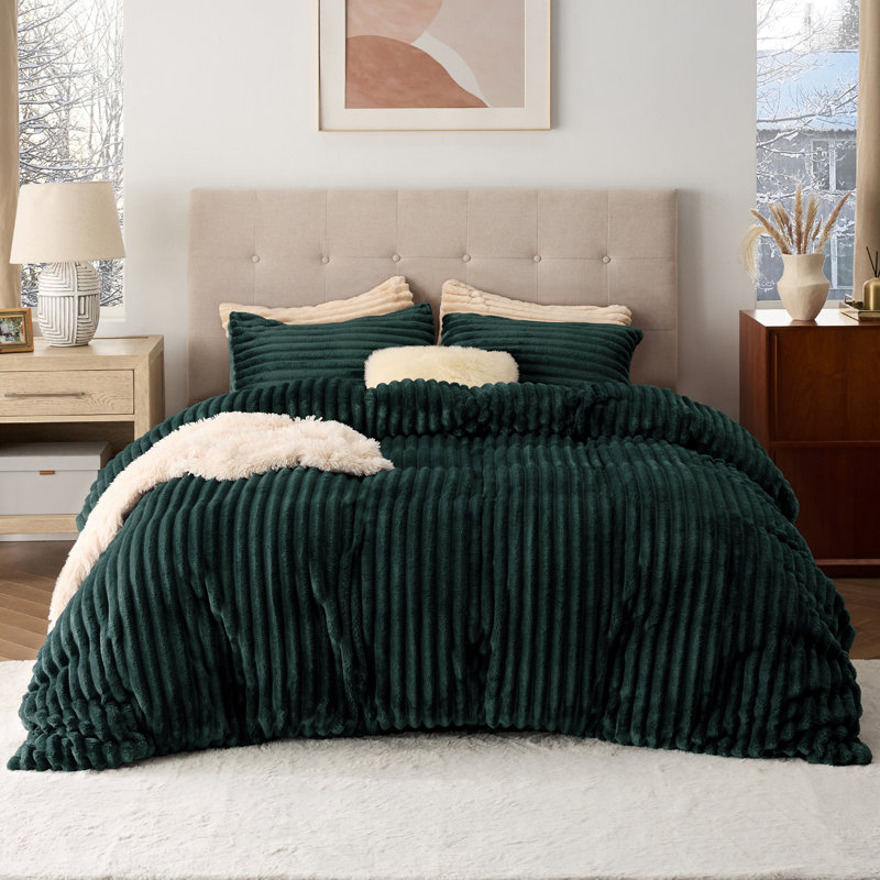 Ensemble de housse de couette Litsure, Housse de couette pour très grand lit et 2 taies , Vert forêt