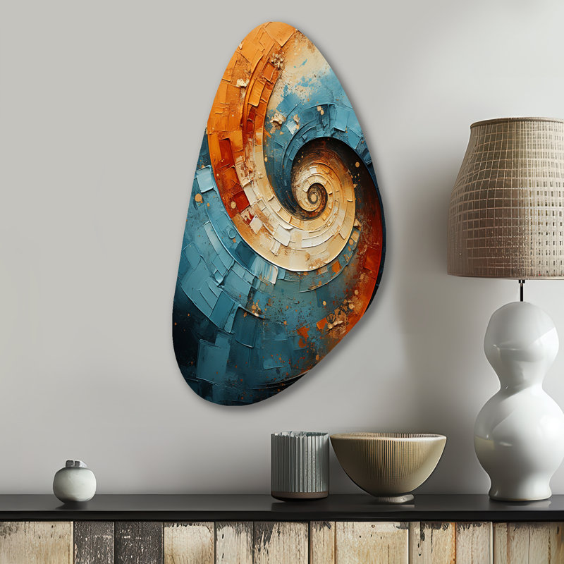 Cindylou - abstrait en forme de spirale, art mural en métal, forme libre moderne, H 31 po x l 17 po