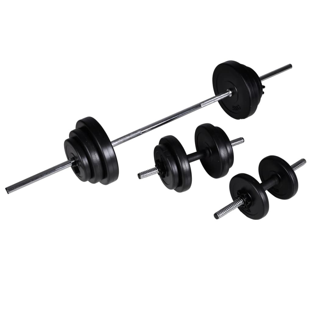 Vidaxl Wall-Mounted Power Tower With Barbell And Dumbbell Set 30.5Kg Station - Image 3