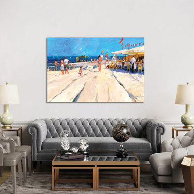 Beach Café At Midday by John Haskins - Wrapped Canvas Gallery-Wrapped Canvas Giclée