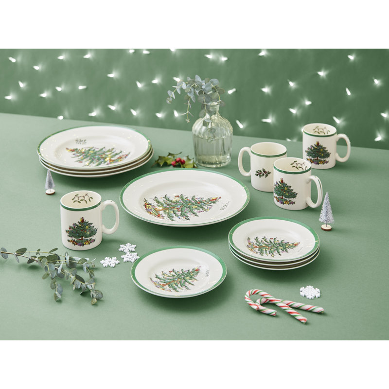 Spode Christmas Tree 12-Piece Dinnerware Set with Plates & Mugs, Service for 4	