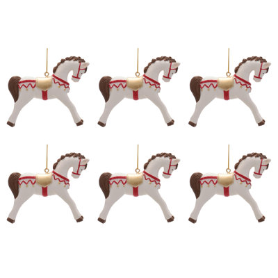 Resin Horse Ornaments (Set of 6)