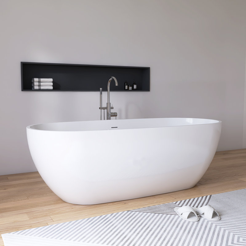 71" x 32" Freestanding Acrylic Bathtub Bathroom Soaking Tub