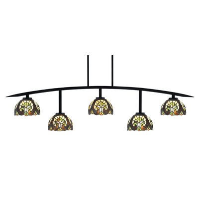 Kurve 5 Light Bar Shown In Matte Black Finish With 7" Ivory Cypress Art Glass