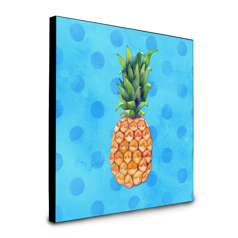 Polkadot d’ananas, art encadré Savanella, bleu