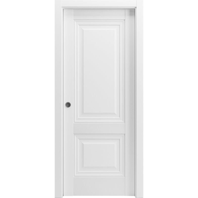 Sliding French Pocket Door | Lucia 8831 White Silk | Kit Trims Rail Hardware | Solid Wood Interior Bedroom Sturdy Doors