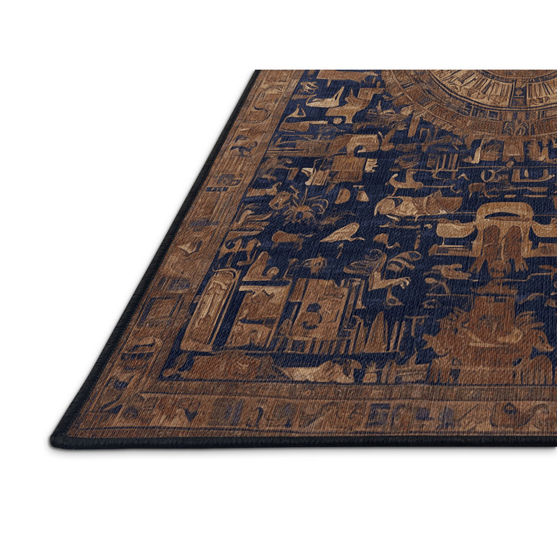 Tapis brun lavable à la machine, Rond 6 pi