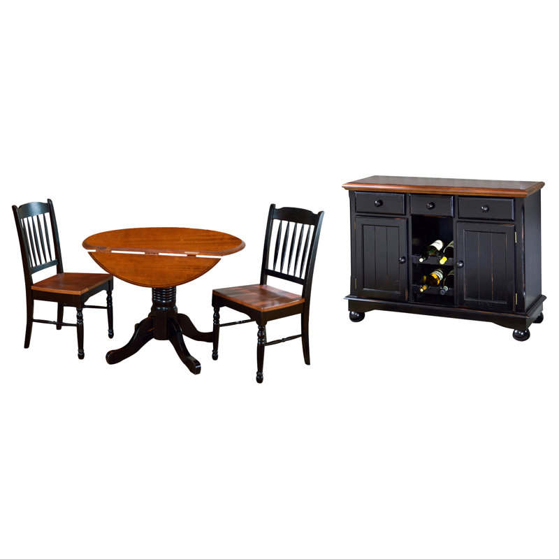 Letizia 3-piece Solid Wood Drop Leaf Dining Set