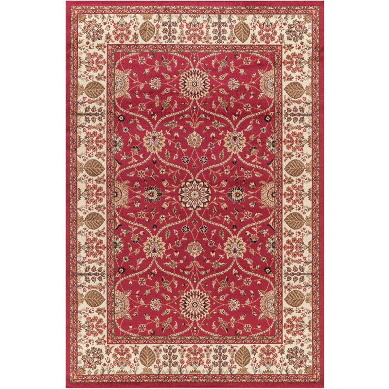 Tapis rouge à tissage plat Edmont, Rectangle 2 pi 7 po x 4 pi