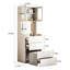 31 coiffeuse avec 15,48 po de largeur, 18,88 profondeur, 62,39 hauteur, 79,09 lb de poids, tabouret de rangement, miroir à DEL, 5 espaces, blanc pour chambre à coucher, tabouret