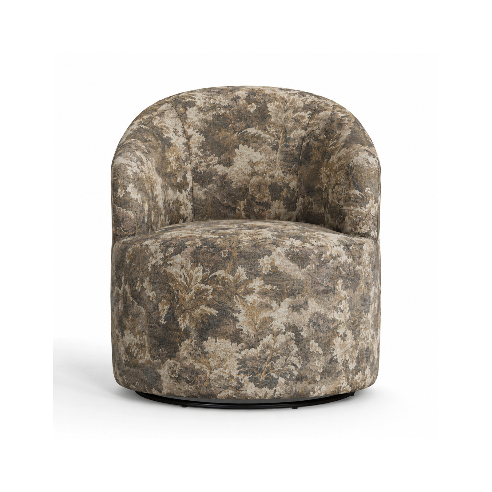 Deryn Upholstered Swivel Barrel Chair, Annisa Sage Vintage Tapestry