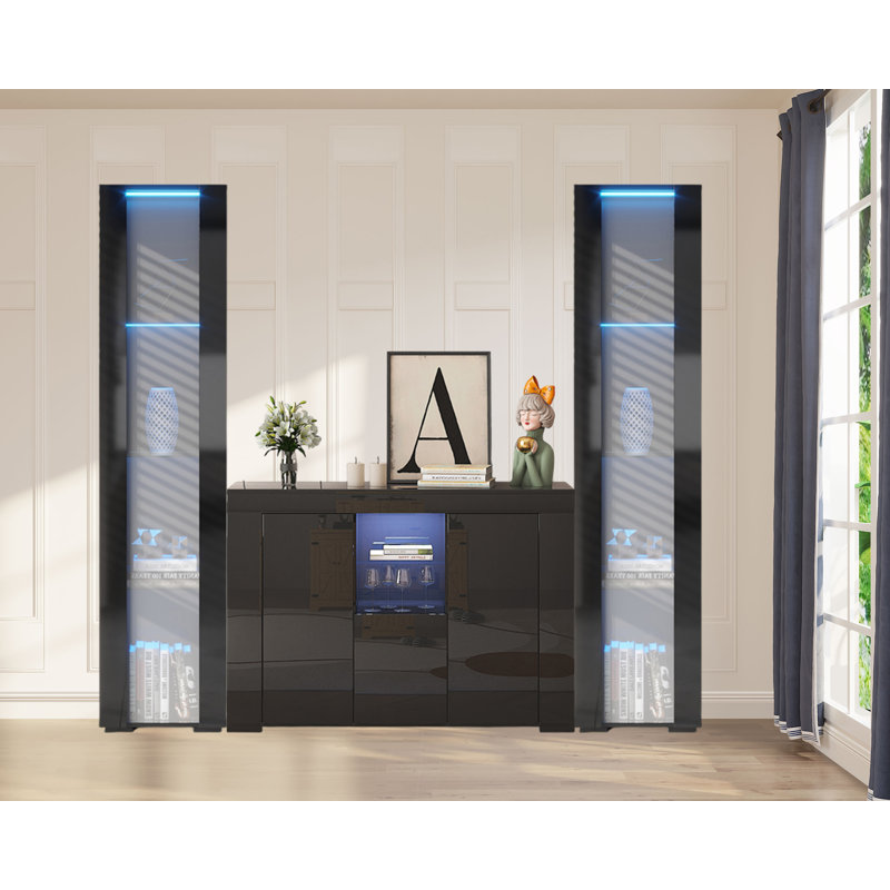 Vitrine 3 pièces ultrabrillante moderne
