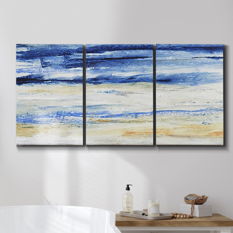 Indigo Hangout, ensemble de 3 pièces encadrées sur toile, H 27 po x l 54 po x P 2 po