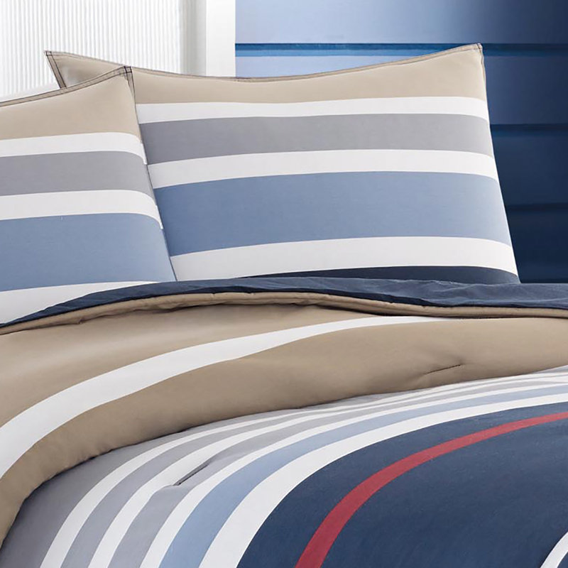 Nautica Bradford Cotton Navy Duvet Cover Set, King
