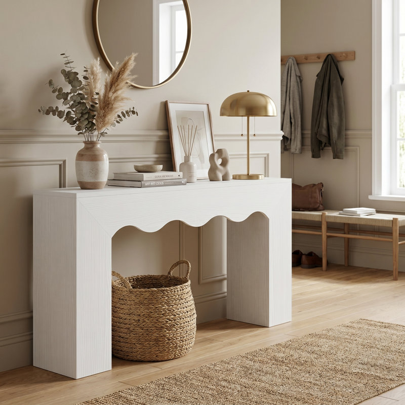 63-Inch Long Sofa Table, Farmhouse Wood Console Entryway Table, White