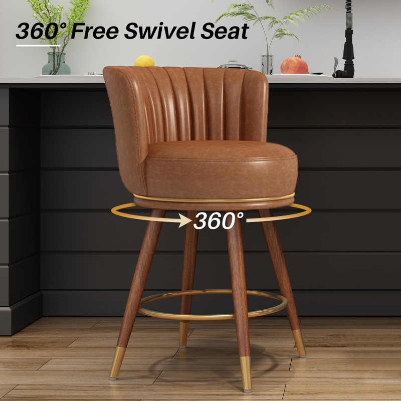 Anneli Swivel 24'' Swivel Counter Height Bar Stools Counter Stools for Kitchen Island, 4, Brown
