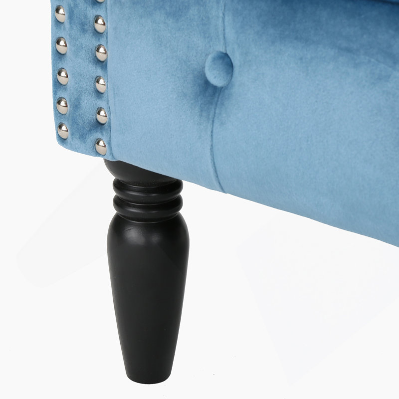 Fauteuil club, Velours bleu pacifique