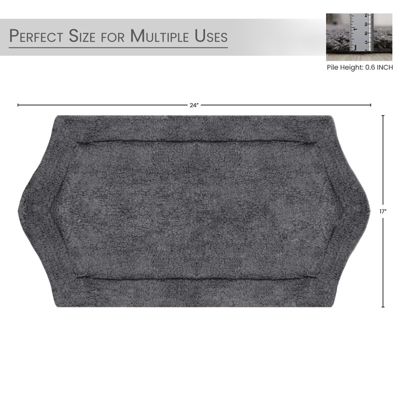 Tapis pour salle de bain Morissette, L 17 po x L 24 po, Gris