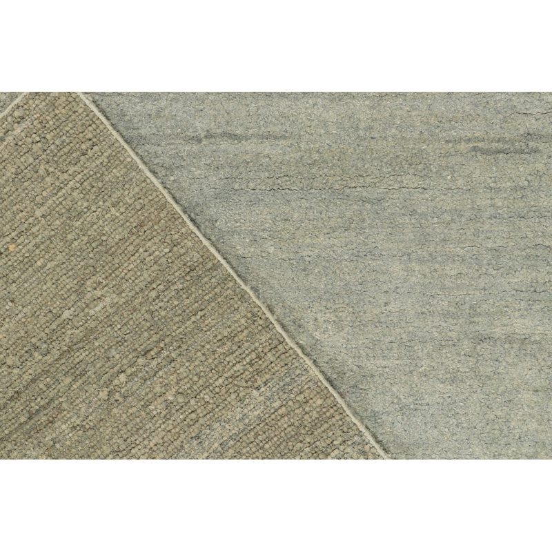 Modern Textural Hand Knotted Striped Area Rug, Rectangle 8' x 10'