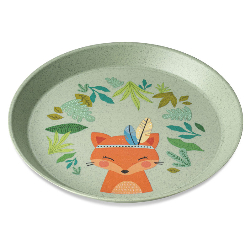 Koziol Connect Plate Harry dinner plate, plastic and wood mix, organic green, 20.5cm