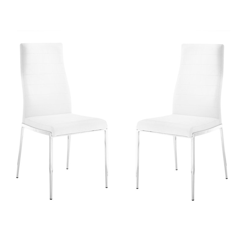Chaise parsons en cuir Poyraz, Blanc, Blanc