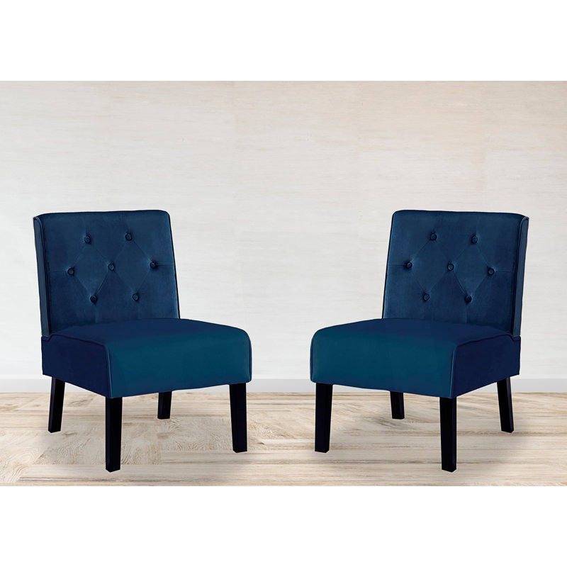 Fauteuil d'appoint 2 pièces, capitonné et capitonné, Bleu très foncé