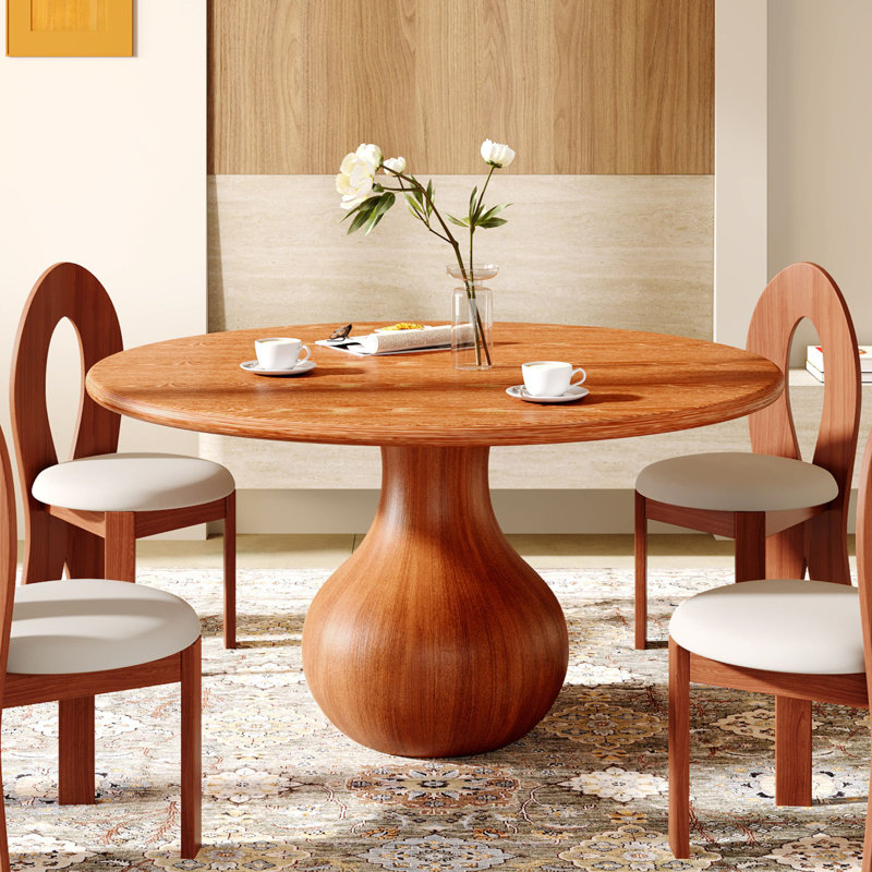 Table de salle à manger en bois massif Farmhouse, H 29,52 po x L 53,15 po x l 53,15 po, Noyer éclatant