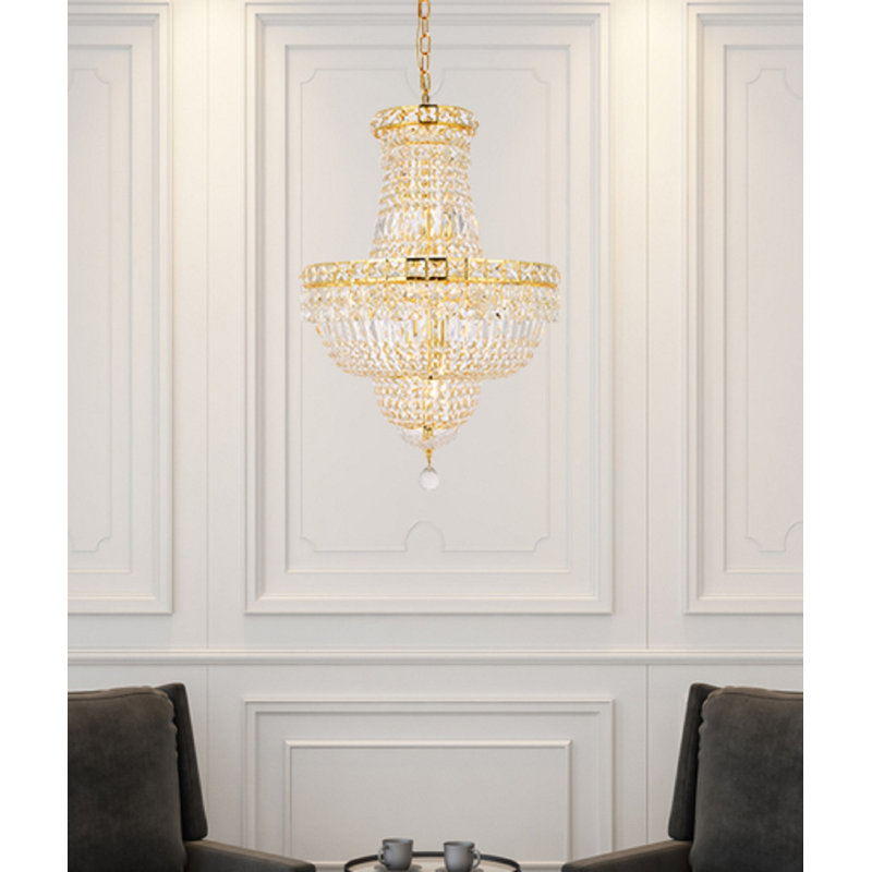 Lustre empire à 12 lumières Stinnett, Doré, Coupe royale
