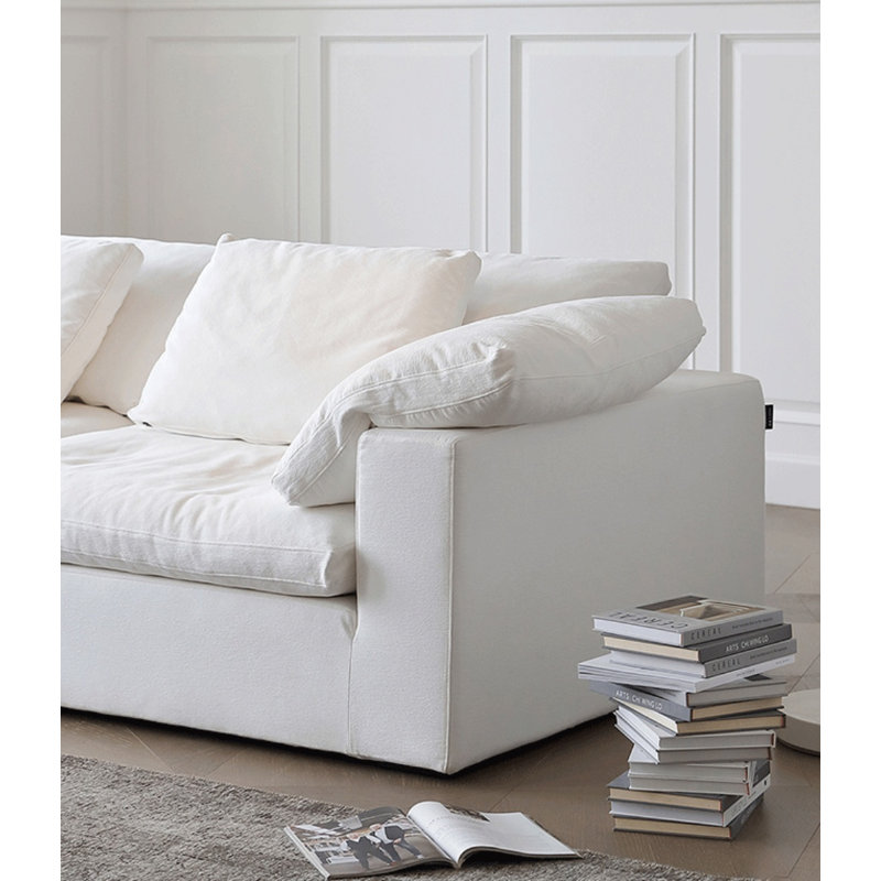 Canapé en lin à plumes de coton, H 33,46 po x l 129,92 po x P 43,3 po, 3