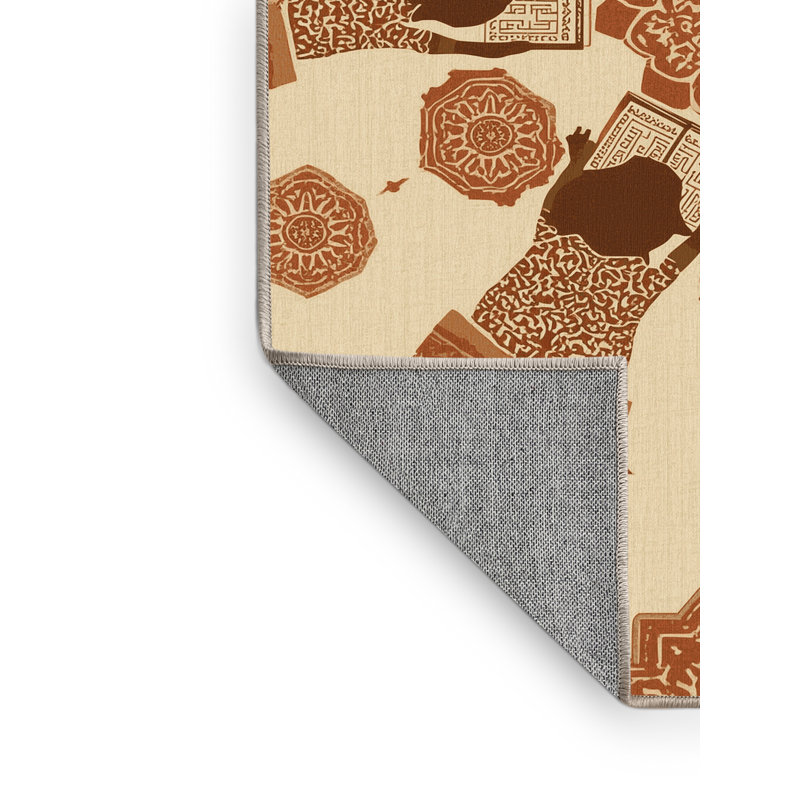 Tapis d'inspiration mondiale beige lavable à la machine Patrizius, 3x5