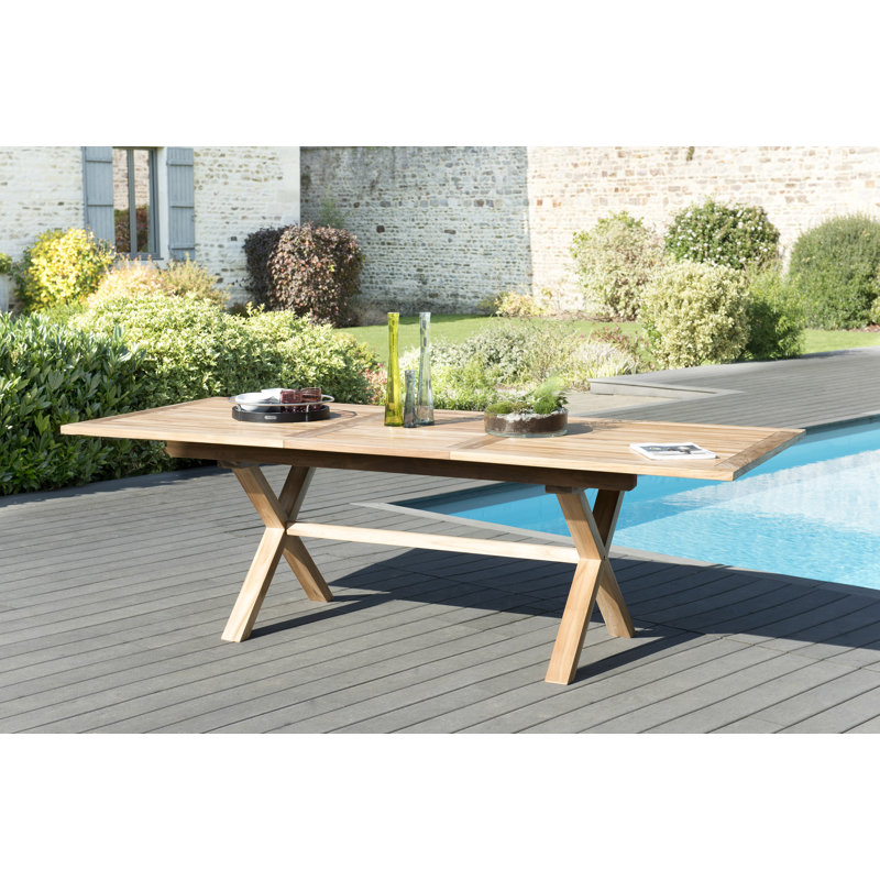 Xiao Rectangular Teak Extendable Outdoor Dining Table , 180cm cm W 100cm cm D