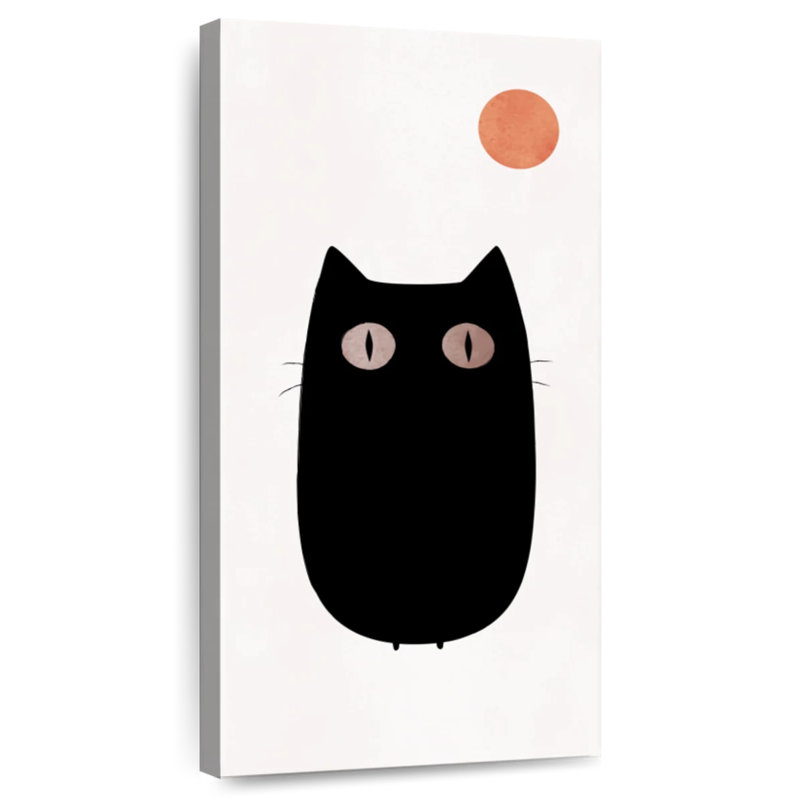 Curieux chat noir, H 42 po x l 21 po