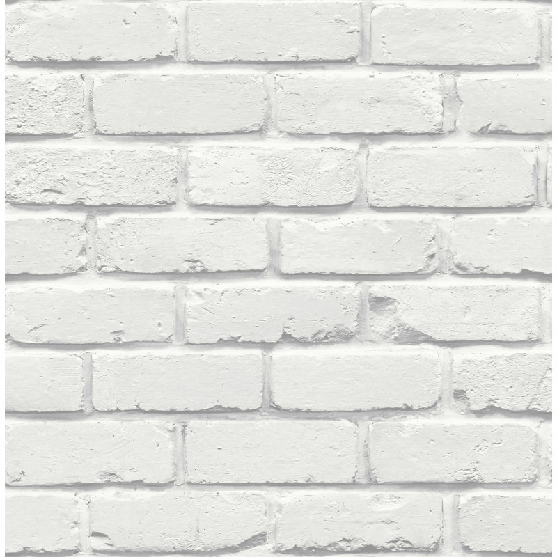 Alpin Sage Painted Brick Wallpaper, White